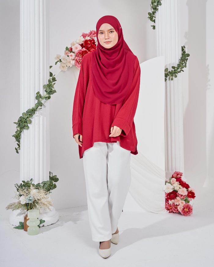 Ruby Baggy Top Ironless - Maroon - Image 4