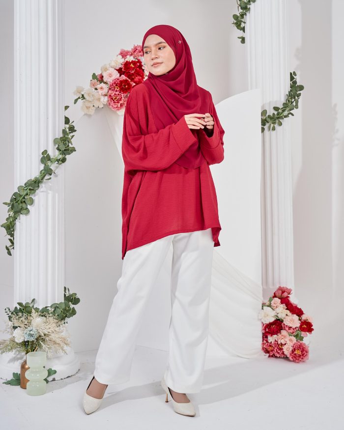 Ruby Baggy Top Ironless - Maroon