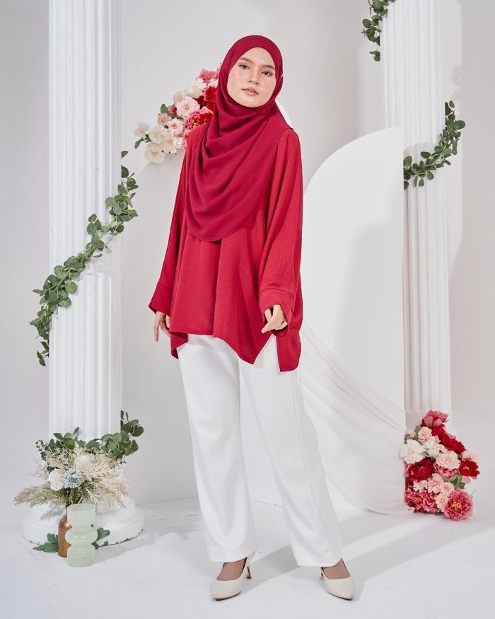 Ruby Baggy Top Ironless - Maroon - Image 3