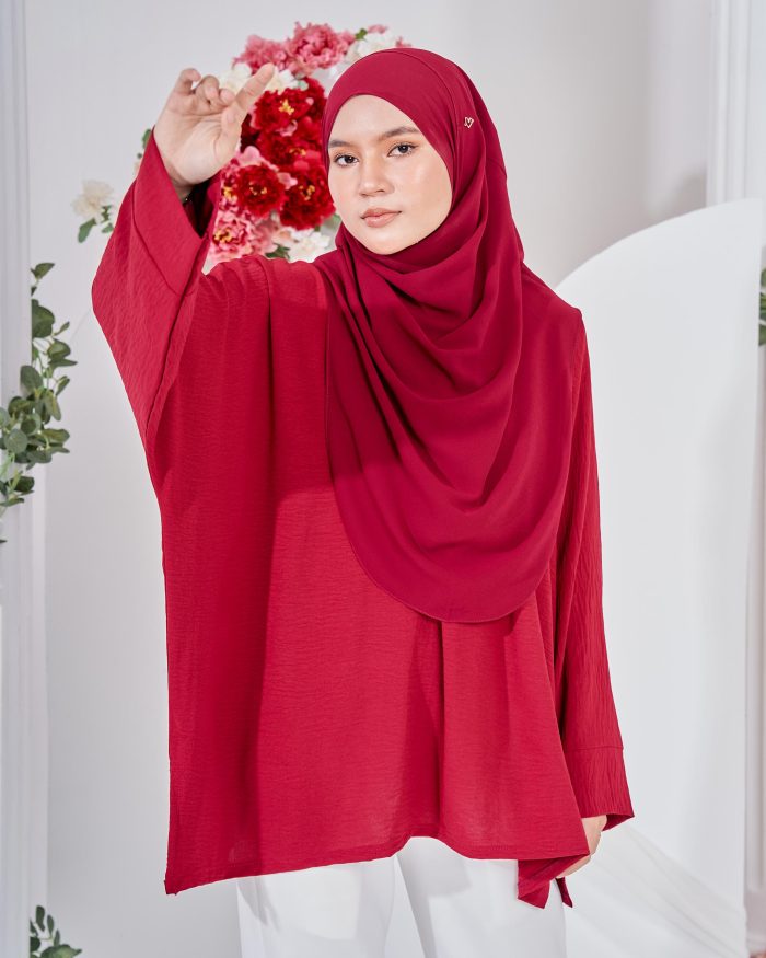 Ruby Baggy Top Ironless - Maroon - Image 2