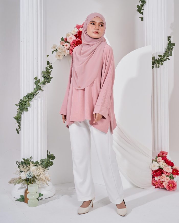 Ruby Baggy Top Ironless - Dusty Pink