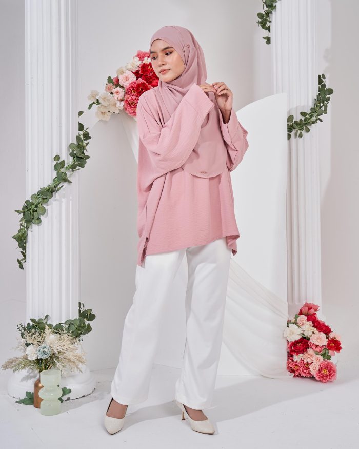 Ruby Baggy Top Ironless - Dusty Pink - Image 4