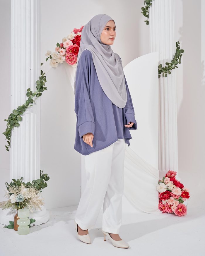 Ruby Baggy Top Ironless - Greyish Blue