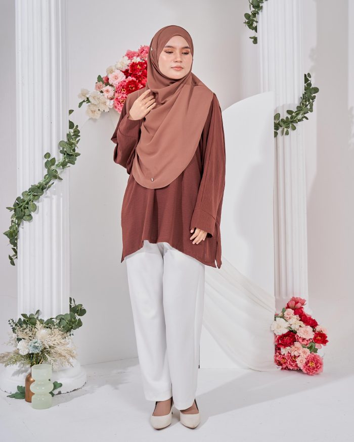 Ruby Baggy Top Ironless - Mocha Brown