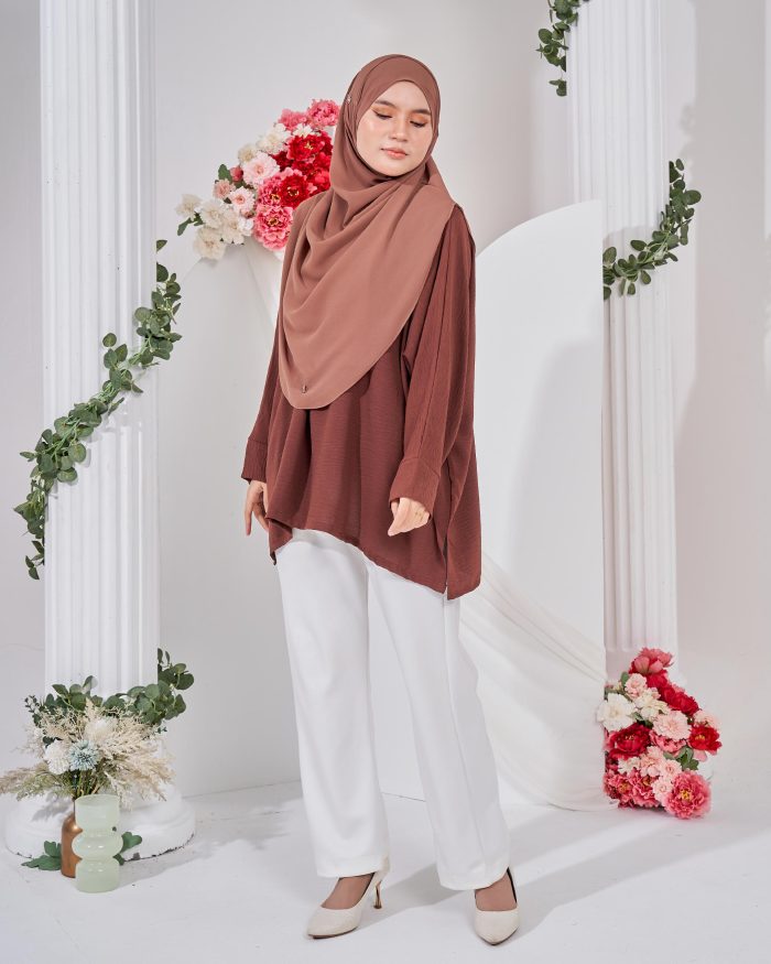 Ruby Baggy Top Ironless - Mocha Brown - Image 5