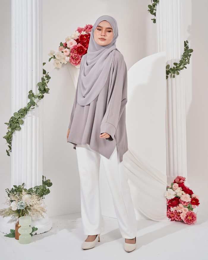 Ruby Baggy Top Ironless - Silver Grey - Image 4