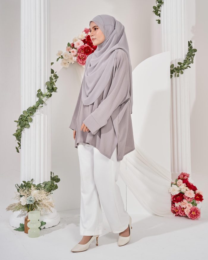 Ruby Baggy Top Ironless - Silver Grey - Image 3