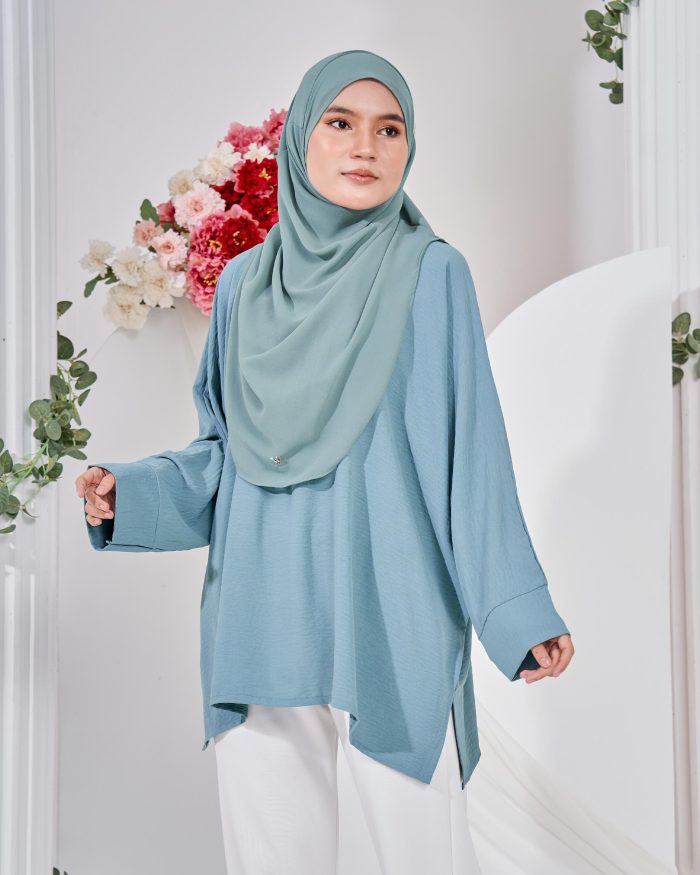 Ruby Baggy Top Ironless - Teal Green - Image 2