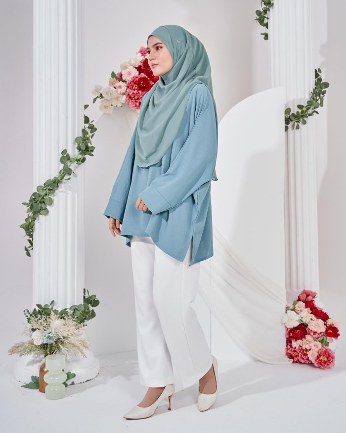 Ruby Baggy Top Ironless - Teal Green - Image 5