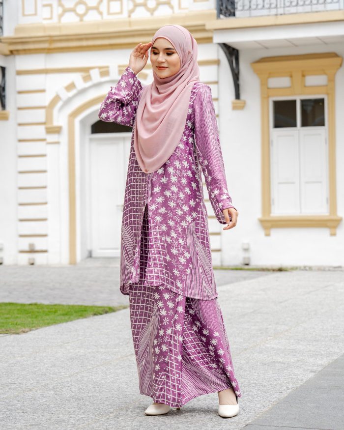 Baju Kebarung Batik Sultanah 7.0 - Aina Lilac Purple