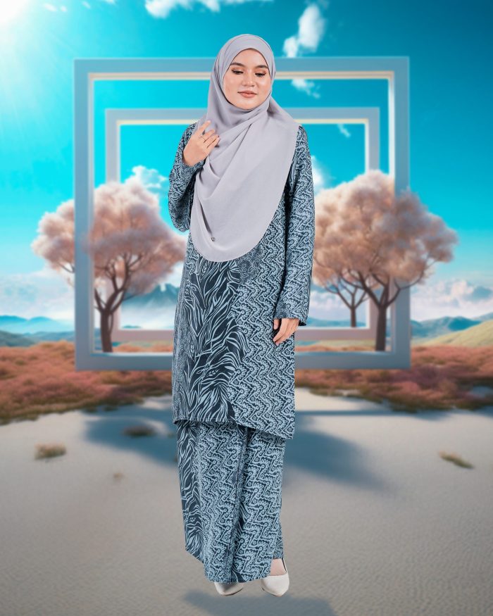 Baju Kurung Moden Batik Sultanah 7.0 - Azra Dark Cyan