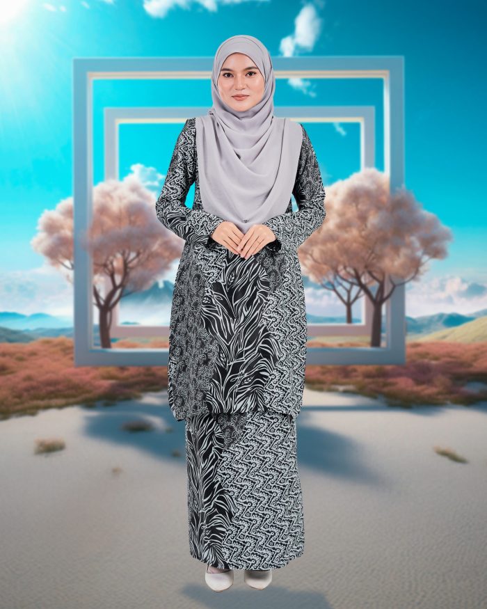 Baju Kurung Moden Batik Sultanah 7.0 - Azra Ebony Black