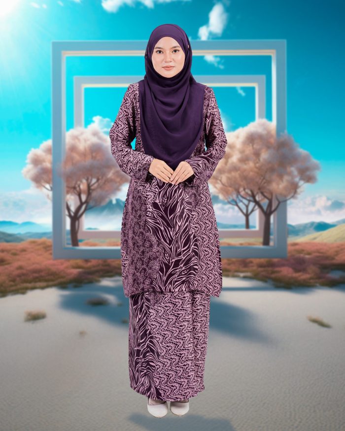 Baju Kurung Moden Batik Sultanah 7.0 - Azra Purple Plum