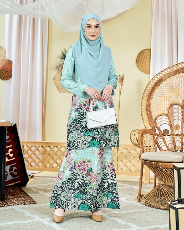 Baju Kurung Pahang Batik Sultanah 3.0 - Bayu Icy Mint