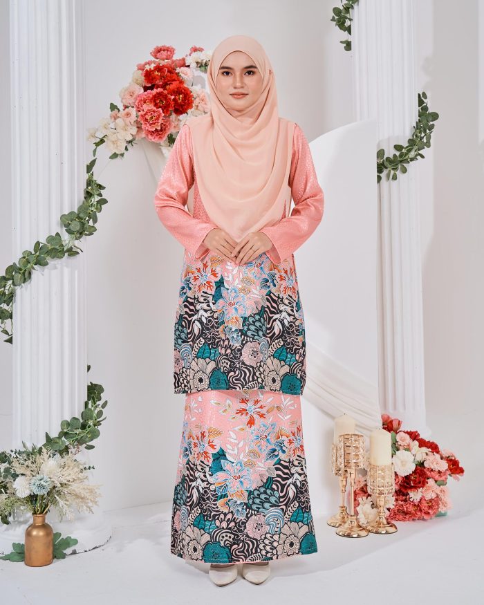 Baju Kurung Moden Batik Sultanah 3.0 - Bayu Flamingo Peach