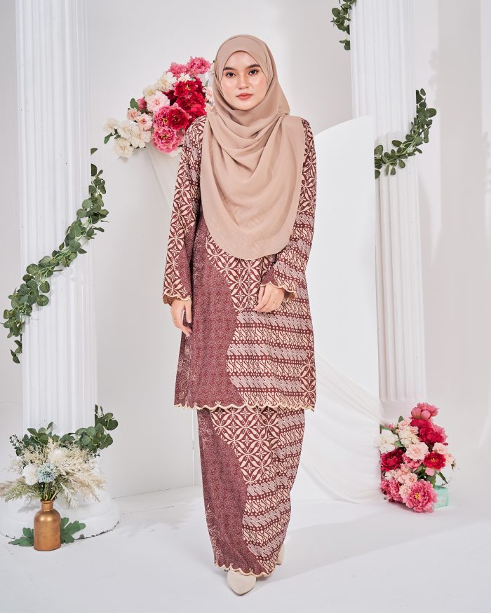 Baju Kurung Moden Batik Puteri Lana Laluna X MCC - Brown Cinnamon