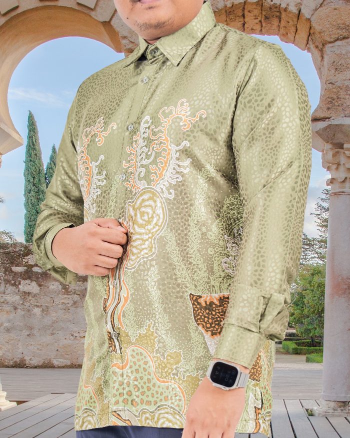 Baju Kemeja Batik Sultan 6.0 - Lestari Olive Green - Image 4