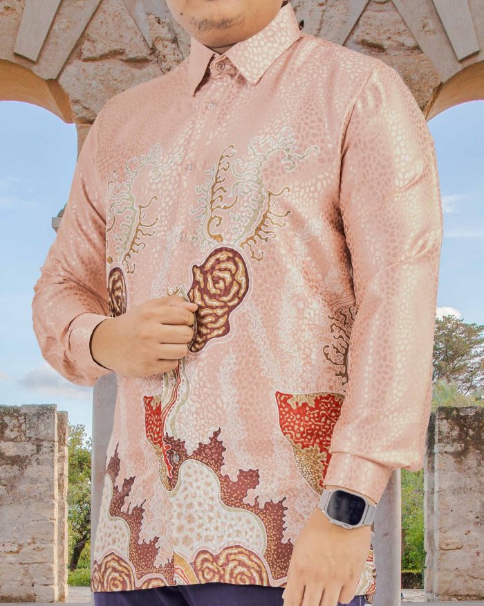 Baju Kemeja Batik Sultan 6.0 - Lestari Pastel Peach - Image 5