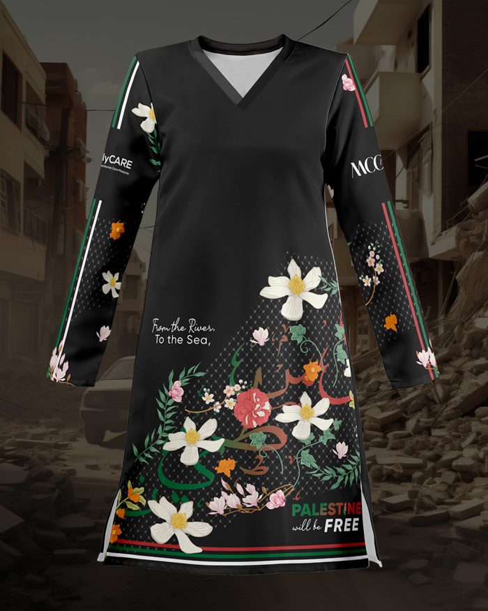 Muslimah Jersey MCC Lifestyle X MyCare - Palestine Khat Black - Image 5