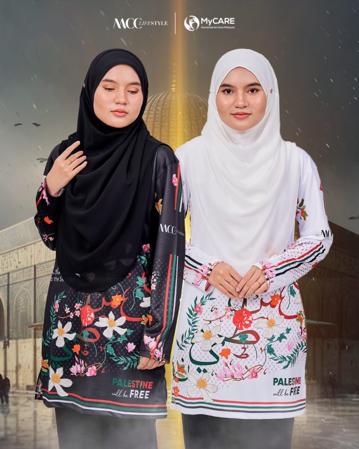 Muslimah Jersey MCC Lifestyle X MyCare - Palestine Khat Black - Image 4