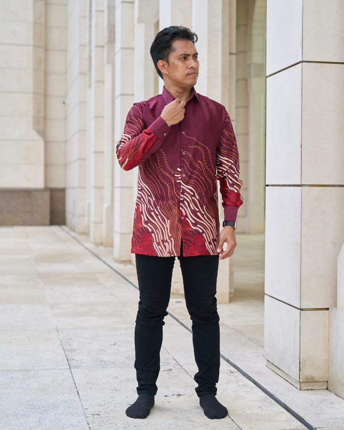 Baju Kemeja Batik Sultan 10.0 - Perdana Merlin Maroon - Image 2