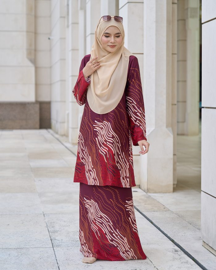 Baju Kurung Moden Batik Sultanah 10.0 - Perdana Merlin Maroon