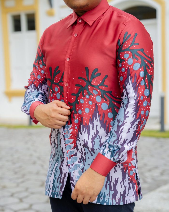 Baju Kemeja Batik Sultan 4.0 - Purnama Merry Maroon - Image 3