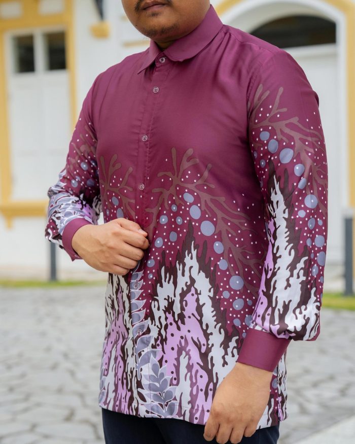 Baju Kemeja Batik Sultan 4.0 - Purnama Purple Plum - Image 3