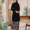 Baju Kurung Lace Batik Qaseh - Black Greyish