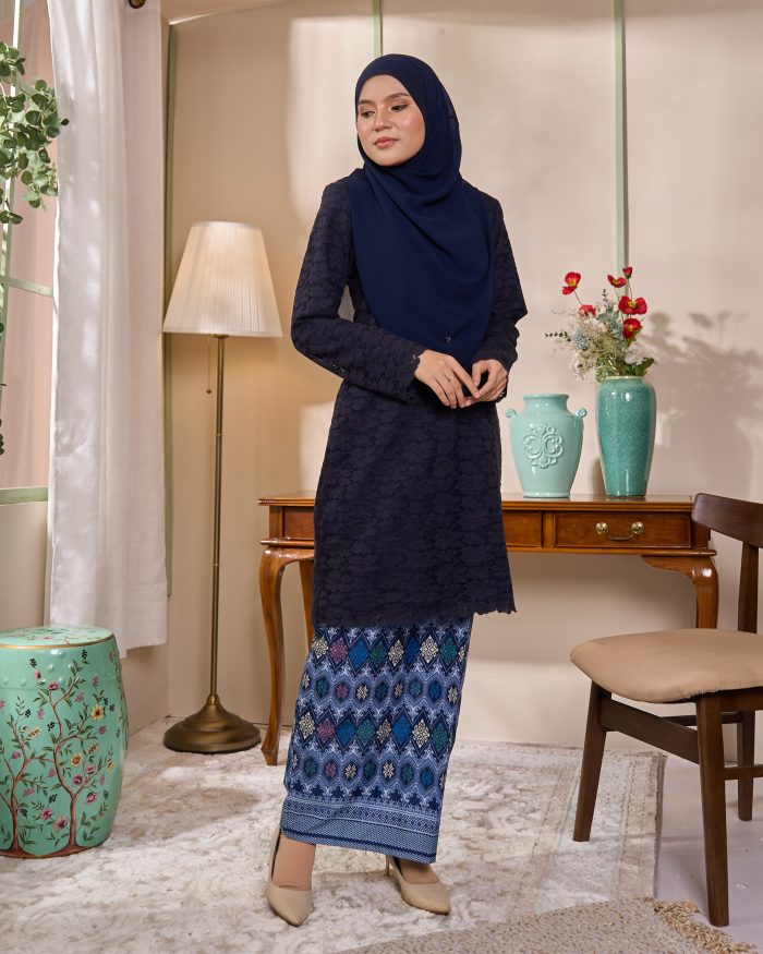 Baju Kurung Lace Batik Qaseh - Blue Songket