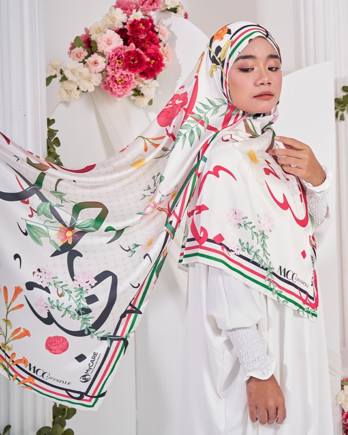 Shawl Khat Palestine MCC Lifestyle X MyCARE - Pearl White