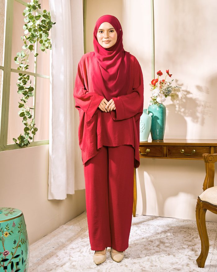 Rayhan Baggy Suit Ironless - Maroon - Image 3