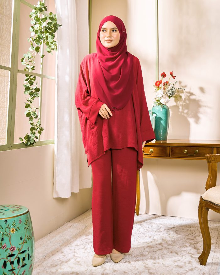 Rayhan Baggy Suit Ironless - Maroon - Image 2