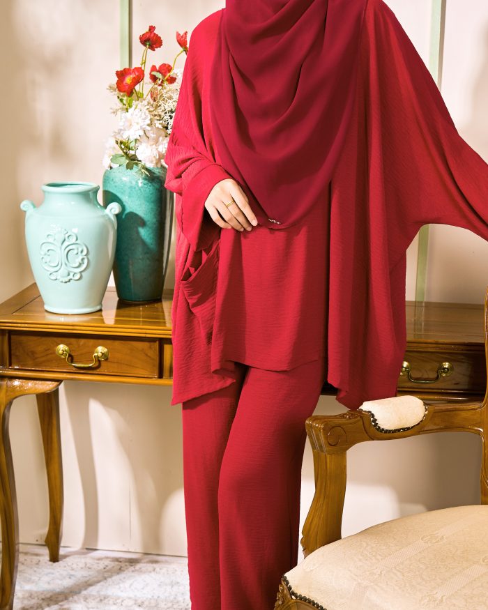 Rayhan Baggy Suit Ironless - Maroon - Image 5