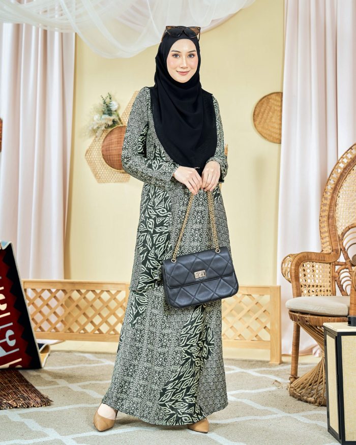 Baju Kurung Moden Batik Sultanah 7.0 - Ansari Moss Green