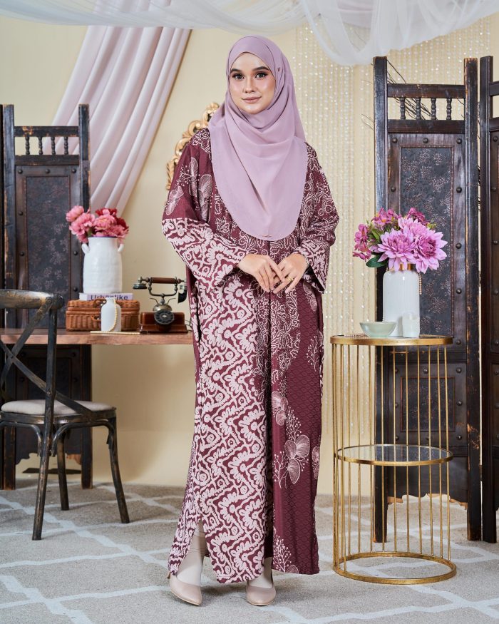 Kaftan Batik Sultanah - Ara Maroon
