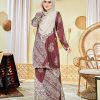 Baju Kurung Moden Batik Sulam Sulam Sultanah 9.0 - Azalea Deep Maroon