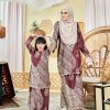Baju Kurung Moden Batik Sulam Sulam Sultanah 9.0 - Azalea Deep Maroon - Image 3