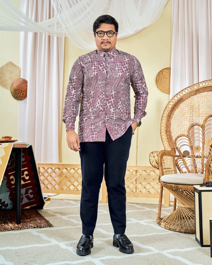 Baju Kemeja Batik Long Sleeve Sultan 7.0 - Azka Brunette Brown