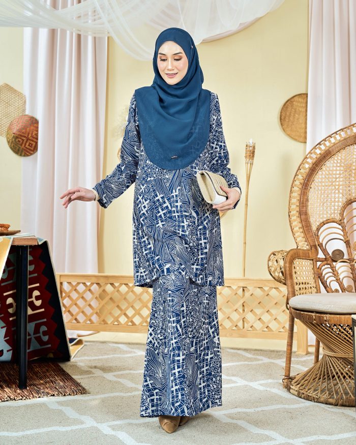 Baju Kurung Moden Batik Sultanah 7.0 - Azka Cobalt Blue