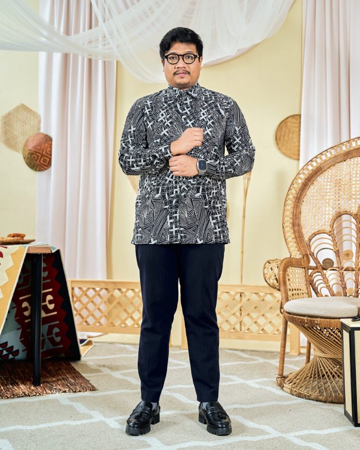 Baju Kemeja Batik Long Sleeve Sultan 7.0 - Azka Matte Black