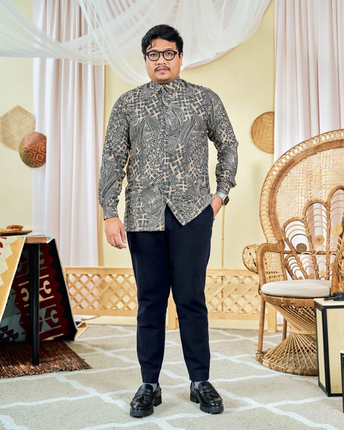 Baju Kemeja Batik Long Sleeve Sultan 7.0 - Azka Olive Green