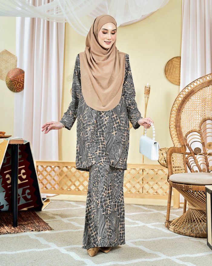 Baju Kurung Moden Batik Sultanah 7.0 - Azka Olive Green