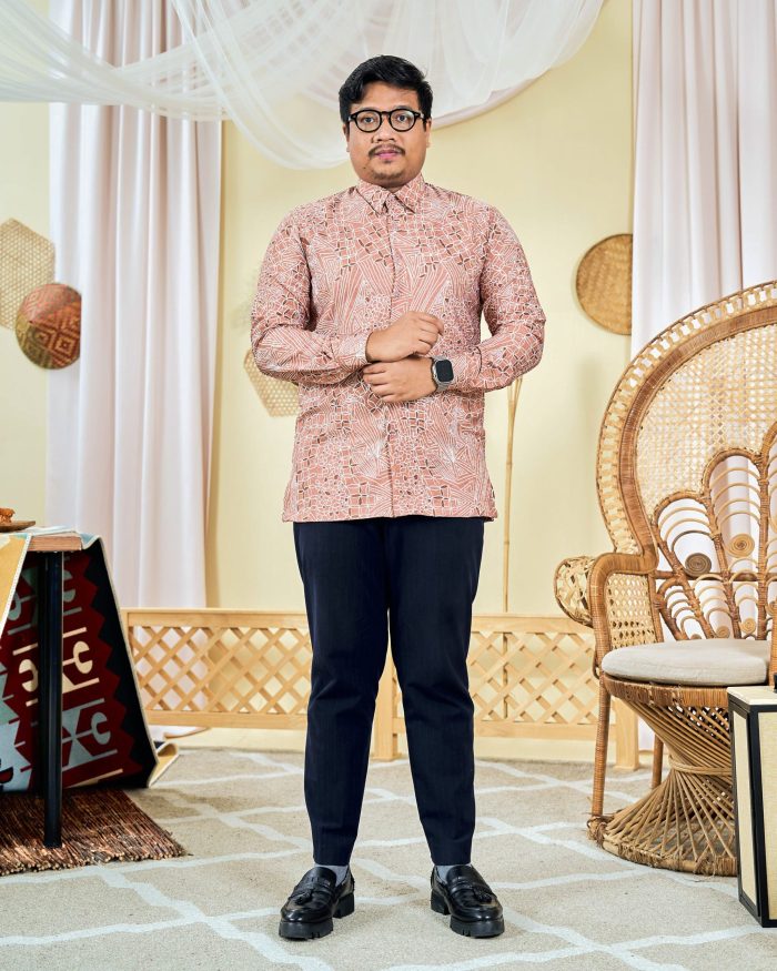 Baju Kemeja Batik Long Sleeve Sultan 7.0 - Azka Sienna Peach