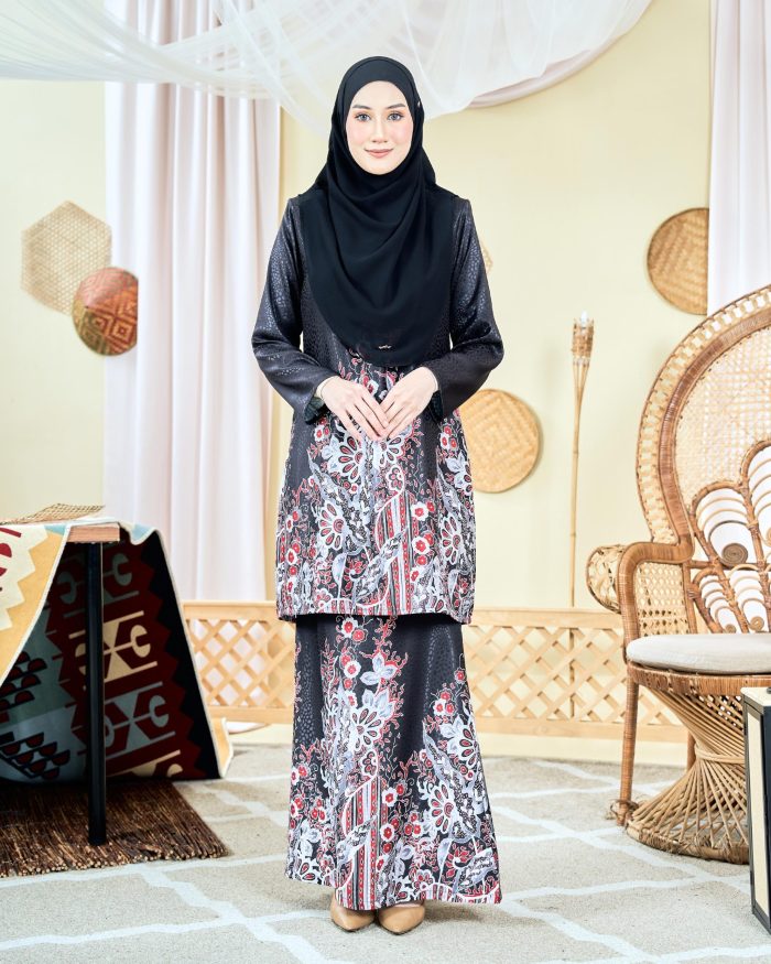 Baju Kurung Moden Batik Sultanah 6.0 - Bentara Off Black