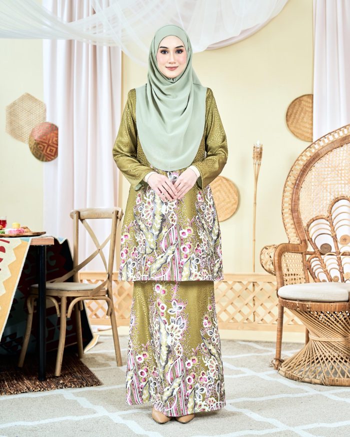 Baju Kurung Moden Batik Sultanah 6.0 - Bentara Olive Green