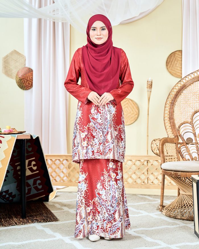 Baju Kurung Moden Batik Sultanah 6.0 - Bentara Red Cherry