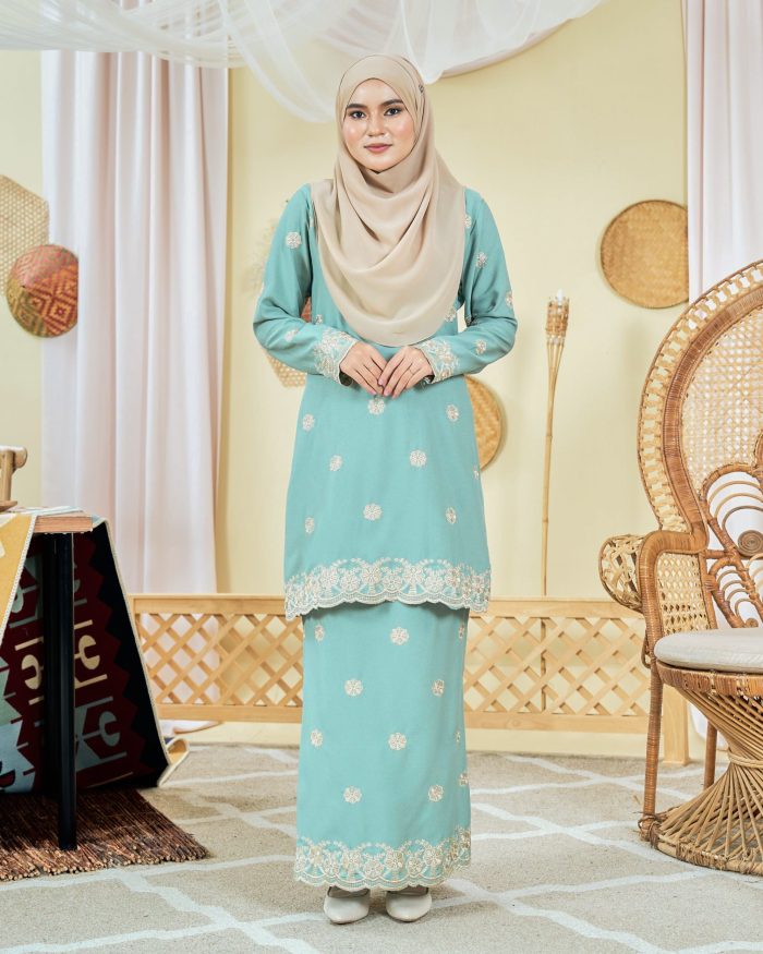 Baju Kurung Moden Sulam Songket Dayang Anisha - Mint - Image 2