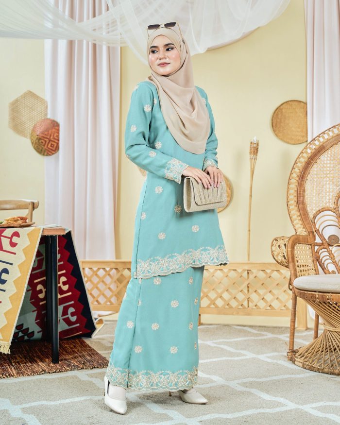 Baju Kurung Moden Sulam Songket Dayang Anisha - Mint - Image 6