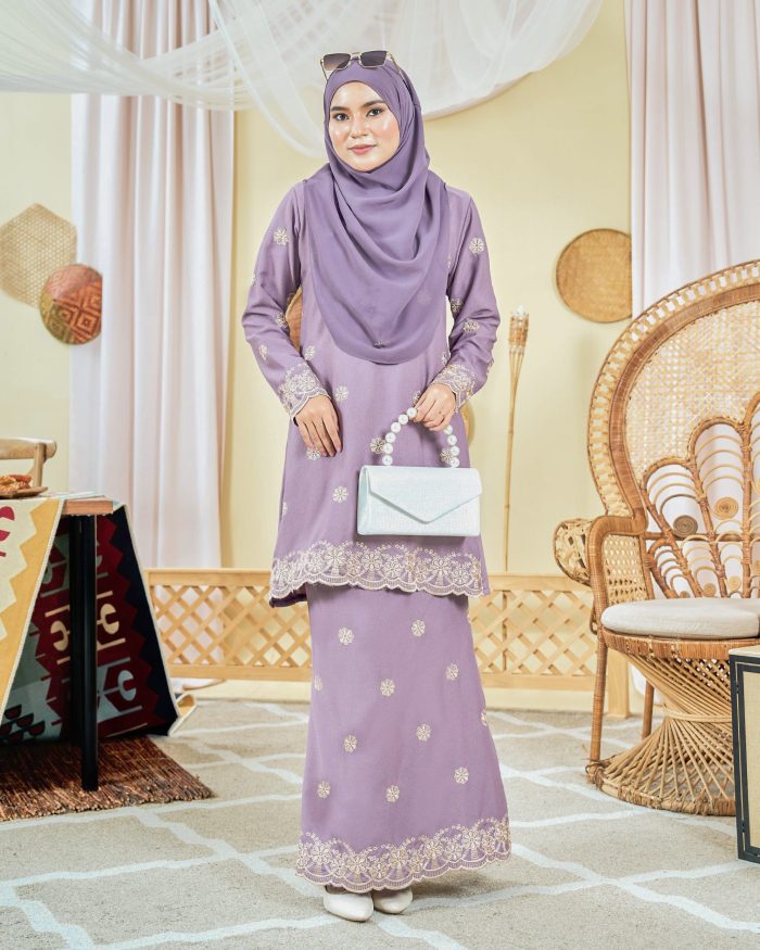 Baju Kurung Moden Sulam Songket Dayang Anisha - Periwinkle - Image 2